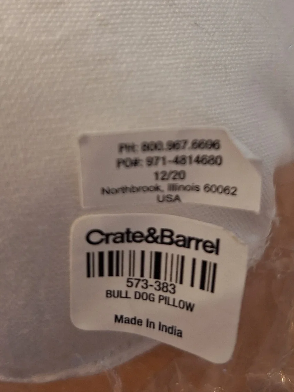 Crate and Barrel Frenchie Bull Dog Decorative Throw Pillow Blue White Yellow New